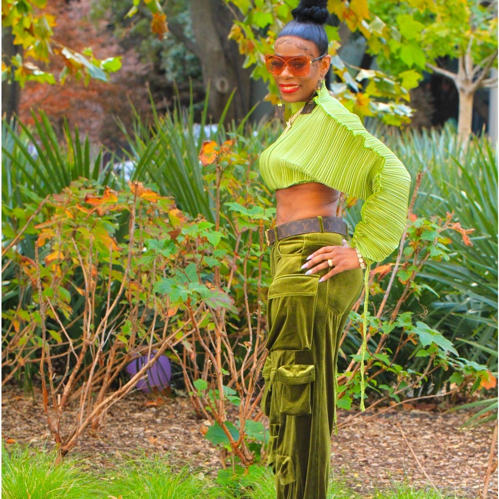 Purple Velvet cargo pants